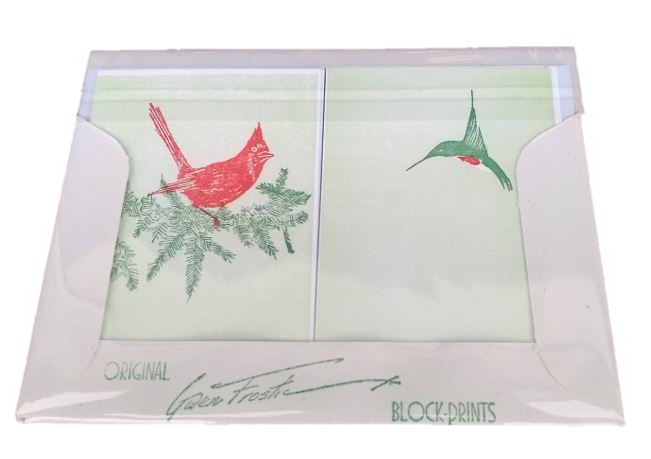 Gwen Frostic: Bird Songs in the Woods Notecard Set - Cardinal, Hummingbird