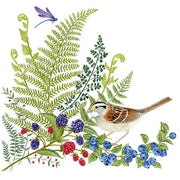 Flour Sack Towel & Magnetic Note Pad Set - White Throated Sparrow - closeup on design