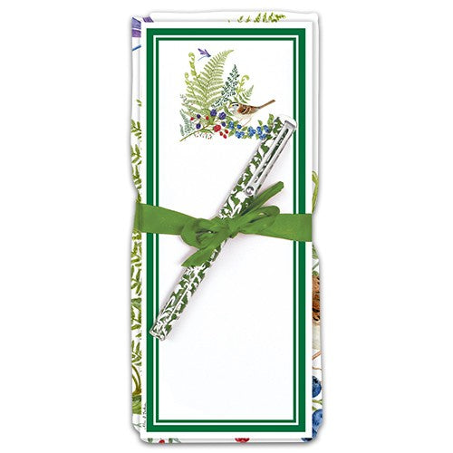 Flour Sack Towel & Magnetic Note Pad Set - White Throated Sparrow