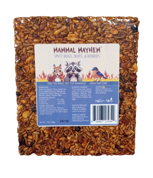 Mammal Mayhem Spicy Bugs, Nuts, & Berries - Large Seed Cake 2 lbs