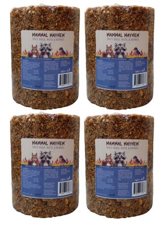 Mammal Mayhem Spicy Bugs, Nuts, & Berries - Large Seed Cylinder 4.5 lbs - 4 Pack