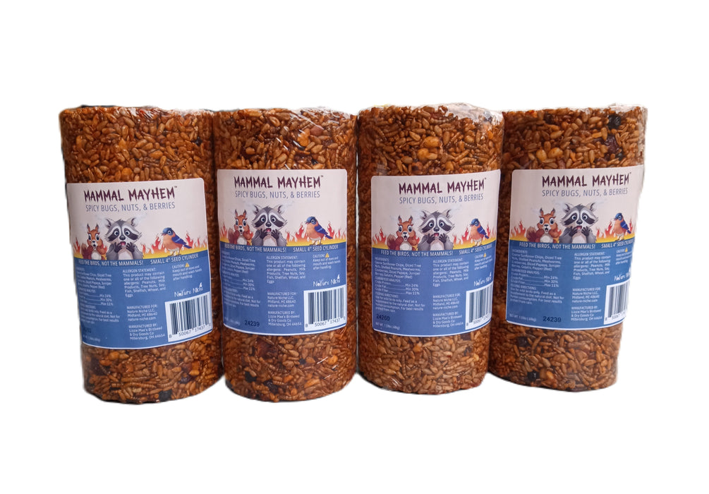 Mammal Mayhem Spicy Bugs, Nuts, & Berries - Seed Cylinder 2 lbs - 4 Pack