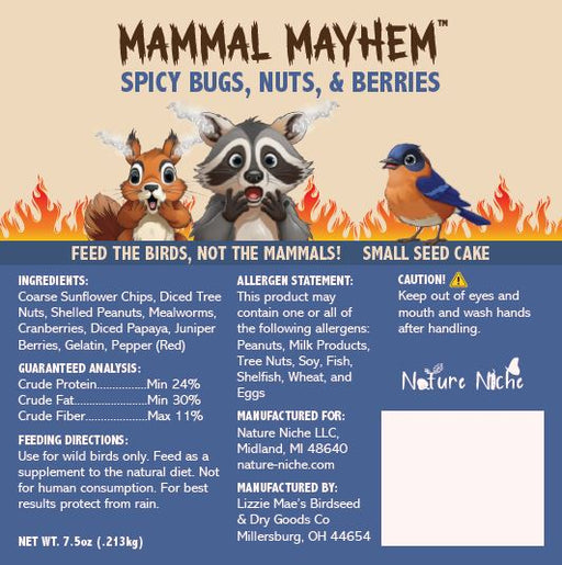 Mammal Mayhem Spicy Bugs, Nuts, and Berries small seed cake - nutrition and ingredients