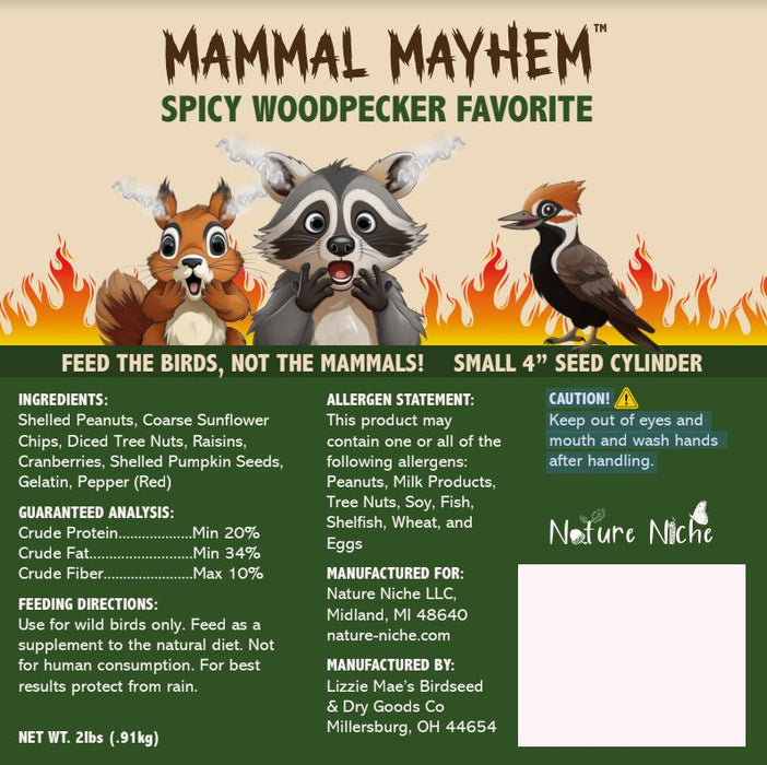 Mammal Mayhem Spicy Small Cylinder Variety Pack - 3 pack - info on spicy woodpecker favorite cylinder