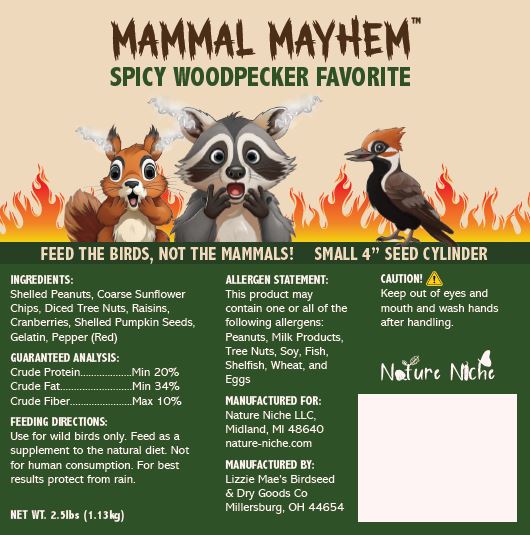 Mammal Mayhem spicy woodpecker favorite small cylinder - nutrition and ingredients