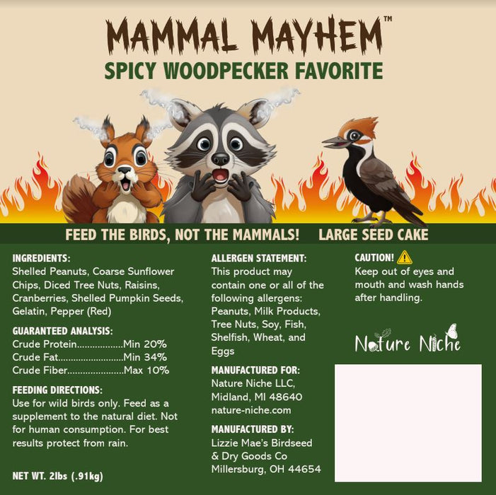 Mammal Mayhem Spicy Woodpecker Favorite Large Seed Cake