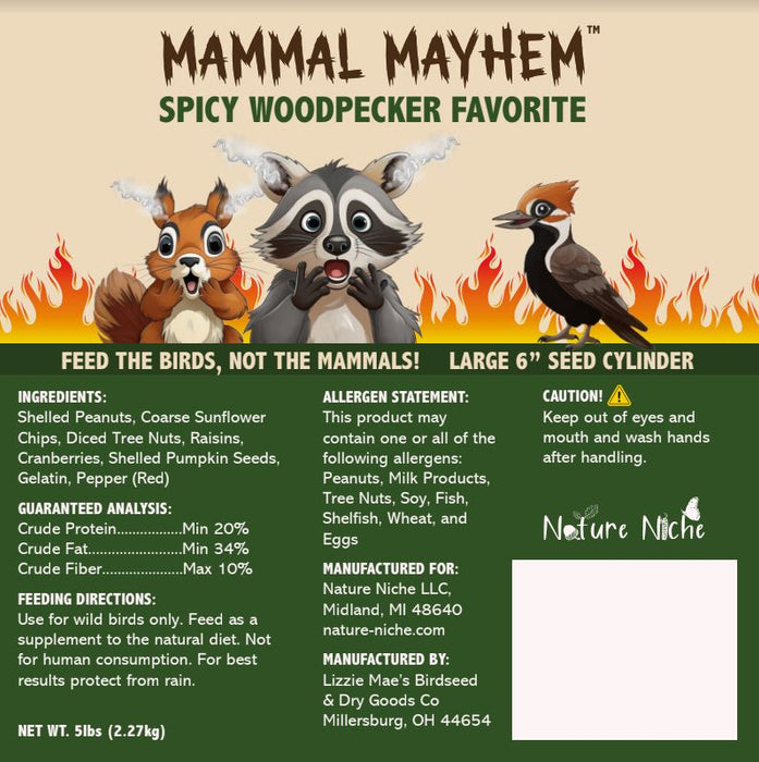 Mammal Mayhem Spicy Woodpecker Favorite Seed Large Cylinder 5.25 lbs