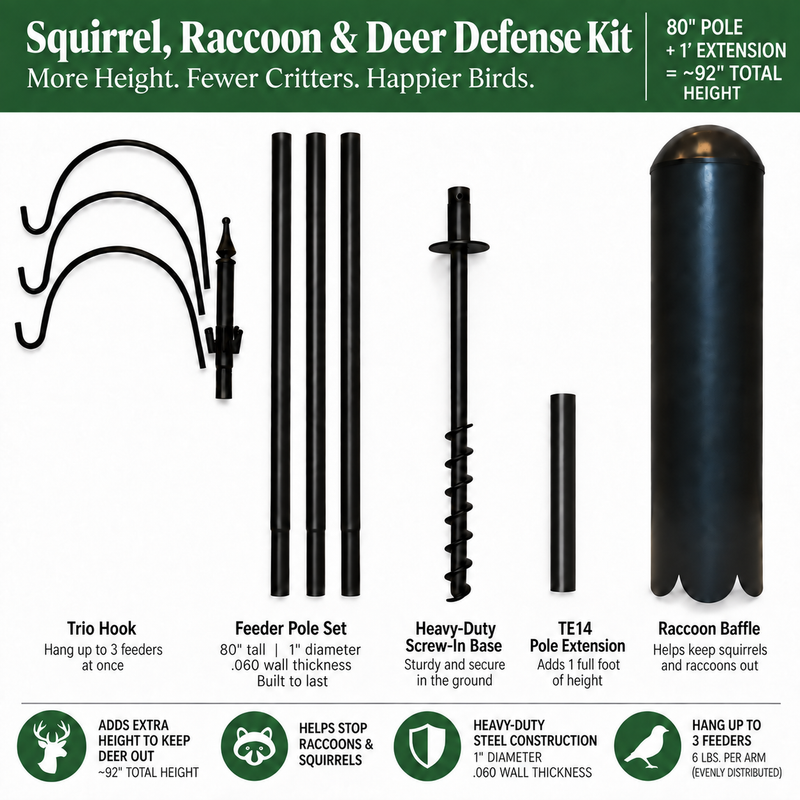 squirrel raccoon and deer resistant bird feeder pole system