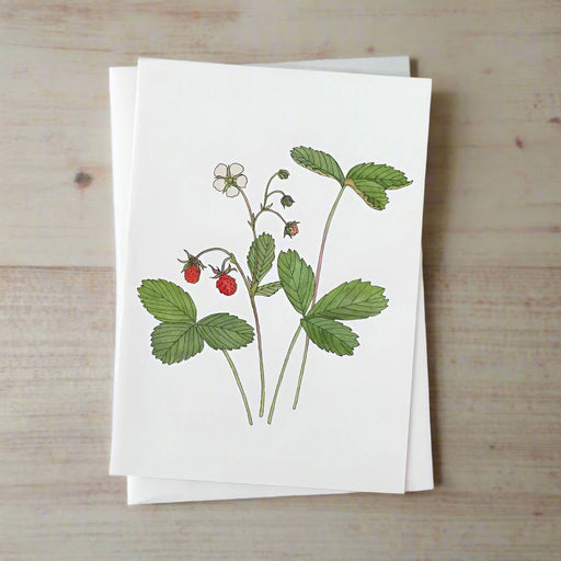 wild strawberry greeting card on neutral background