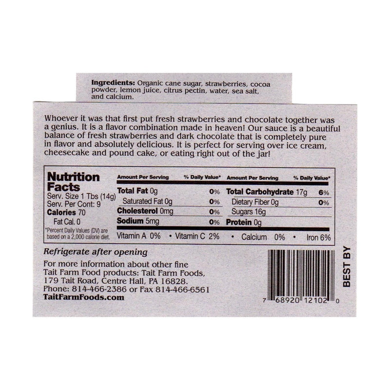 Strawberry Dark Chocolate Sauce - nutritional information