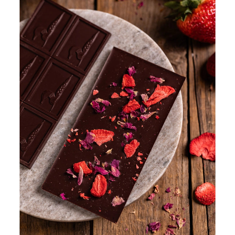 Chocolate Bar - Dark Chocolate with Strawberry-Rose