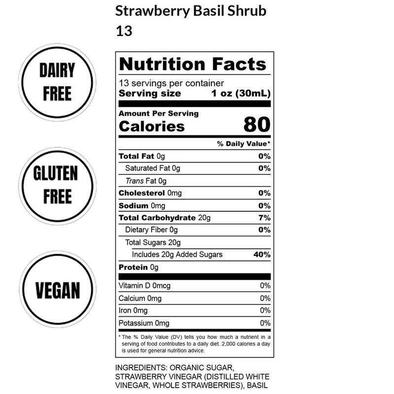 Strawberry Basil Shrub - nutrition and ingredients