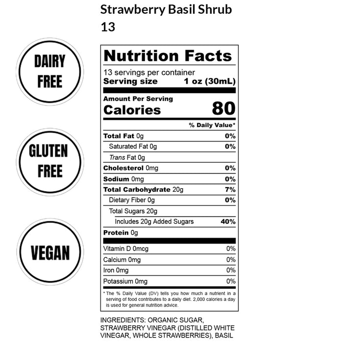 Strawberry Basil Shrub - nutrition and ingredients