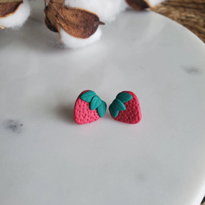 Mini Daisy and Strawberry Stud Pack Earrings - strawberries
