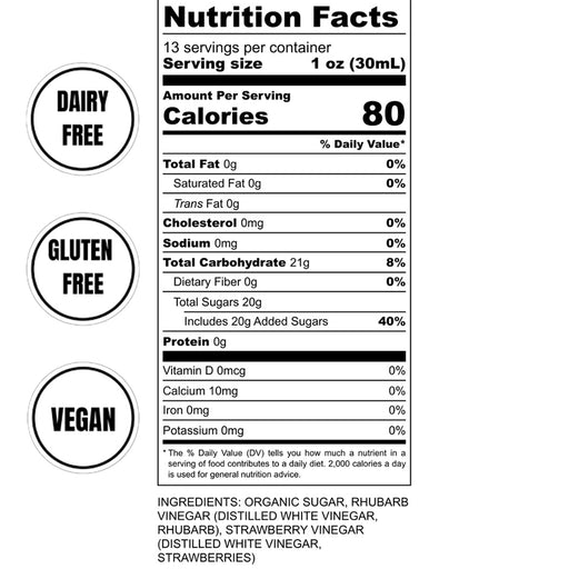 Strawberry Rhubarb Shrub - nutritional information and ingredients list