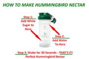 Instructions on how to use the sugar shaker to make hummingbird nectar