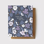 Floral patterned card with text 'There are no words for this' on a white background