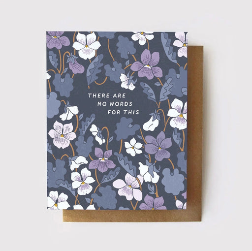 Floral patterned card with text 'There are no words for this' on a white background