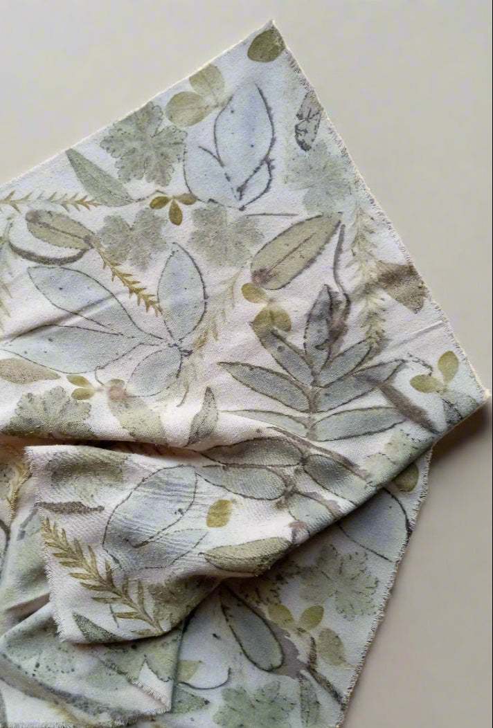 Table Runner Leaves- Silk Noil with No Dye