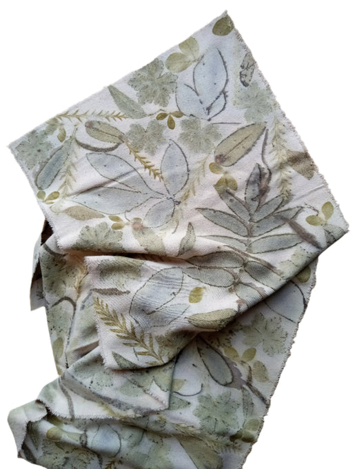 Table Runner Leaves- Silk Noil with No Dye