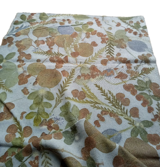 Table Runner Leaves- Silk Noil with Eucalyptus Dye