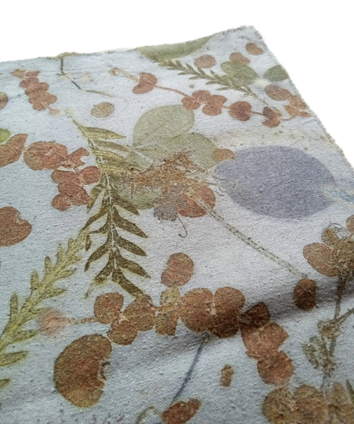 Table Runner Leaves- Silk Noil with Eucalyptus Dye