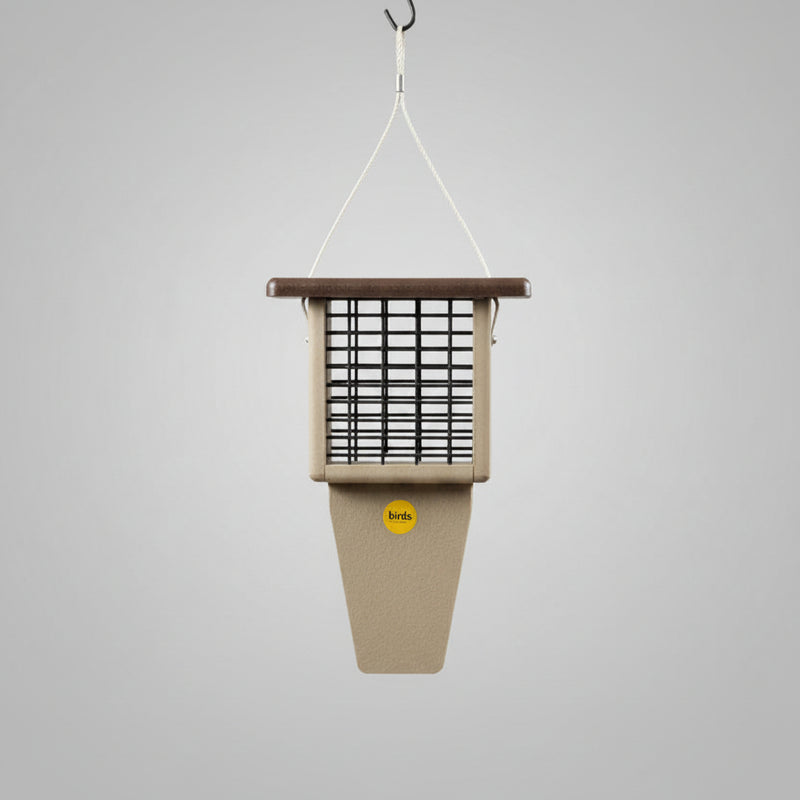 Single Suet Cake with Tail Prop Feeder - brown roof