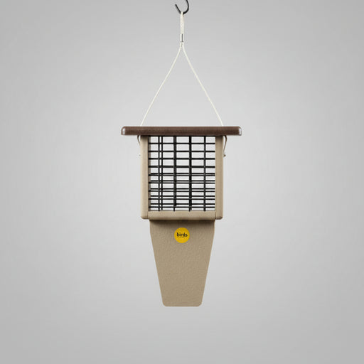 Single Suet Cake with Tail Prop Feeder - brown roof