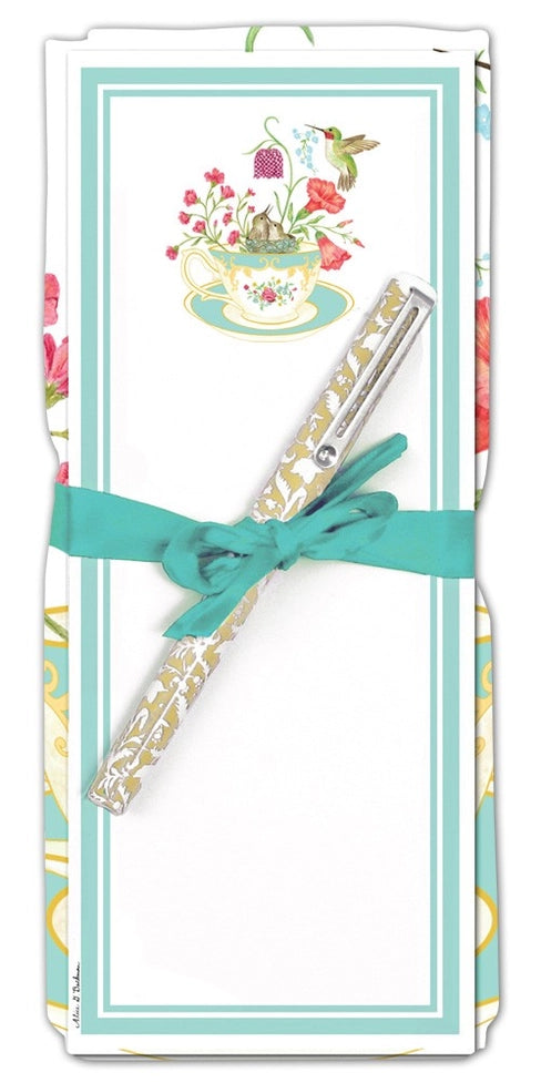 Flour Sack Towel & Magnetic Note Pad Set -Teacup