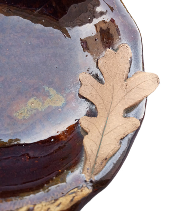 Stoneware Tiny Bowl - White Oak Leaf