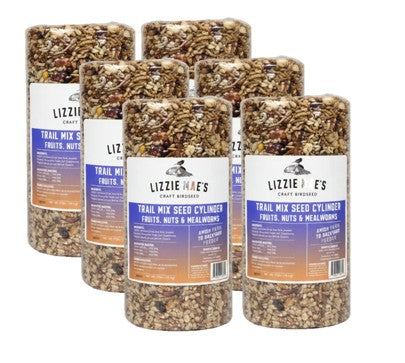 6 Pack Bugs, Nuts and Berries Seed Cylinder 1.5 lbs renamed Trail Mix