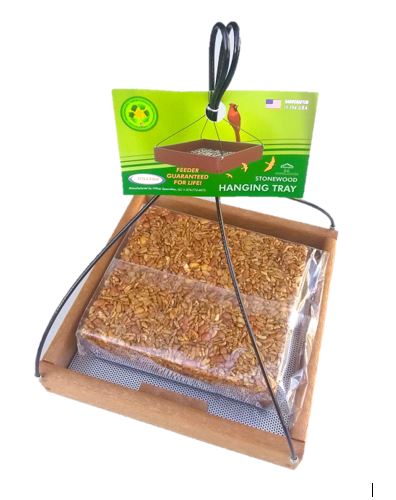 Hanging Tray Feeder with Flaming Hot Seed Cake - Cake fits in the tray