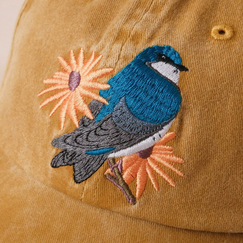 Tree Swallow Washed Hat closeup on stitching