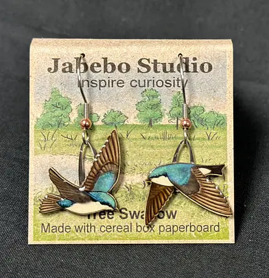 Tree Swallow Earrings with packaging