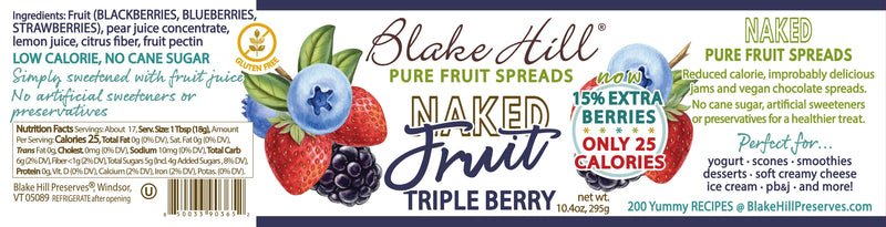 Naked Triple Berry Spread ingredient and nutritional information