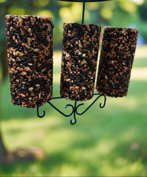 Mr Bird Triple Cylinder Feeder in use holding 3 small cylinders 