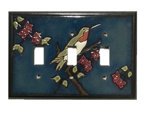 Ruby Hummingbird Switch Plate Covers - triple switch