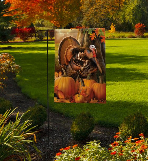 Harvest Turkey Garden Flag - flag stand not included