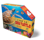 Jigsaw puzzle box featuring a turtle design on a white background
