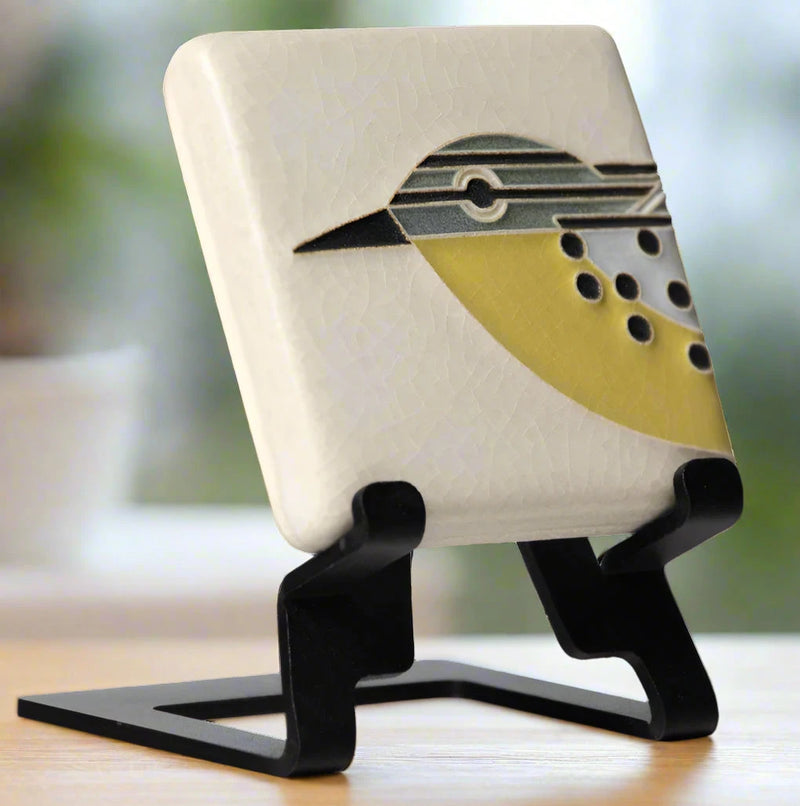 Decorative tile with warbler design on an easel. (Easel not included)