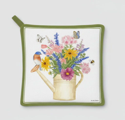 Watering Can Bluebird Bouquet Potholder
