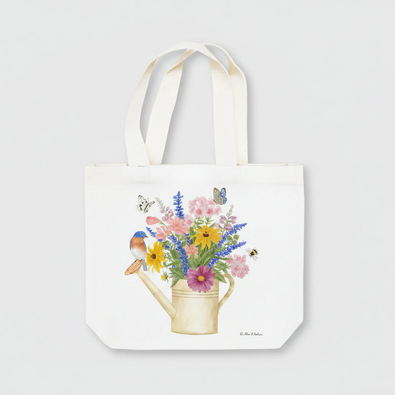 Watering Can Bluebird Bouquet Gift Tote