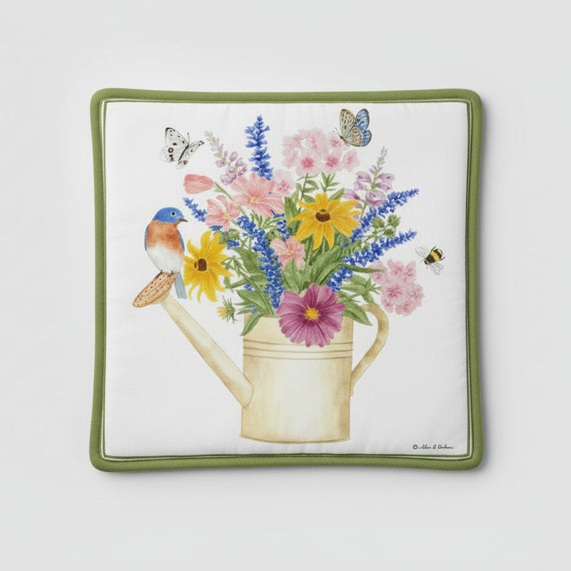 Spiced Hot Pad - Watering Can Bluebird Bouquet