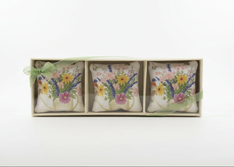 Watering Can Bluebird Bouquet Gift Boxed Lavender Sachets - Set of 3