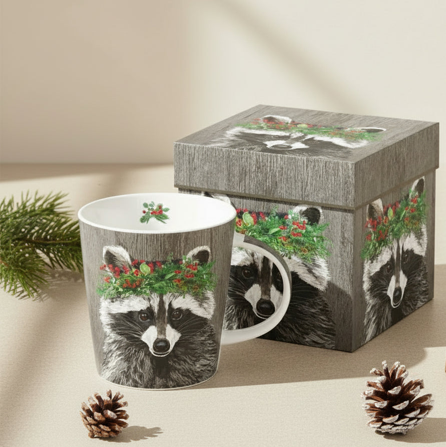 Mug in Gift Box - Winter Berry Raccoon