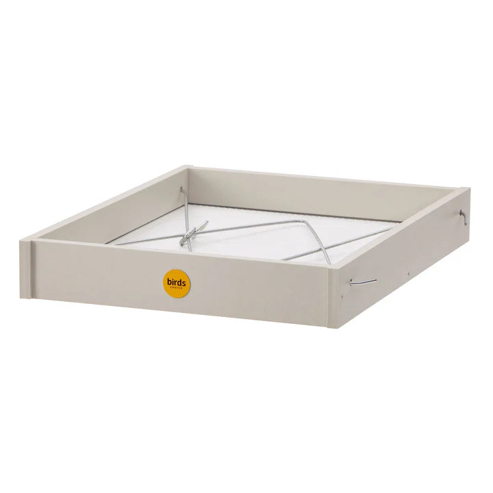 Green Solutions Hanging Platform Feeder - Large in Sea Salt White with the hangers collapsed for storage