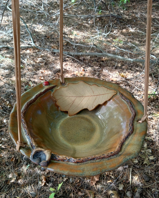 Hanging Bird Bath -Swamp White Oak Leaf Bowl