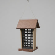 Whole Peanut Feeder - weathered wood with Milwaukee brown roof and base