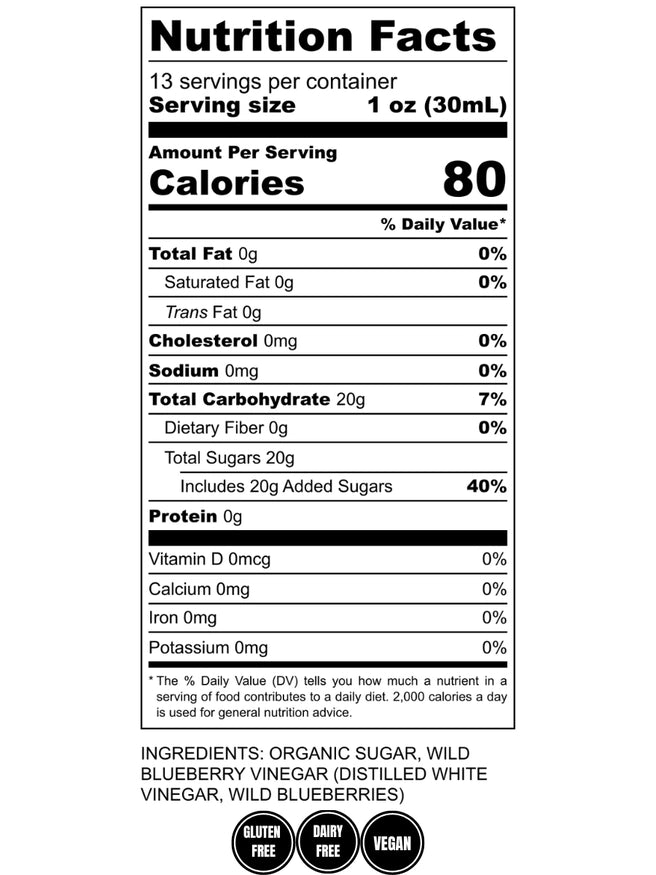 Wild Blueberry Shrub - nutrition and ingredients