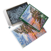 Windswept 1000pc Puzzle 
box with puzzle pieces and image of completed puzzle